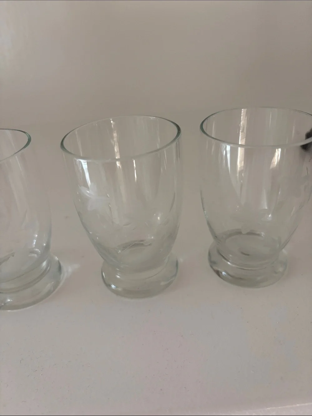 Clear Etched Glass Tumbler Quartet